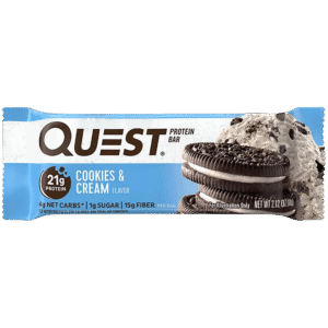 quest protein bar cookies cream 60 g Photoroom